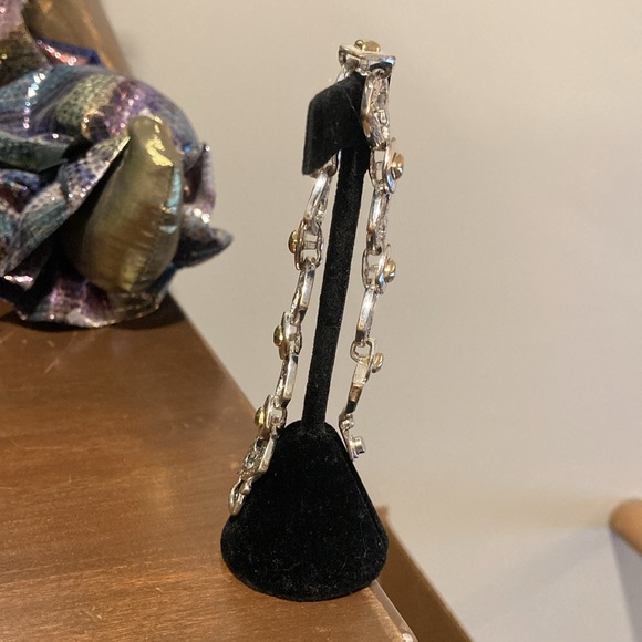 Silvertone Open Heart Link & Heart Goldtone Spacer Magnetic Clasp Bracelet - Picture 10 of 13